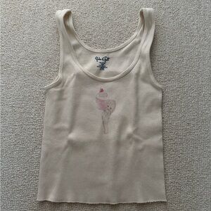 Brandy Melville Cream Ribbed Tank Top